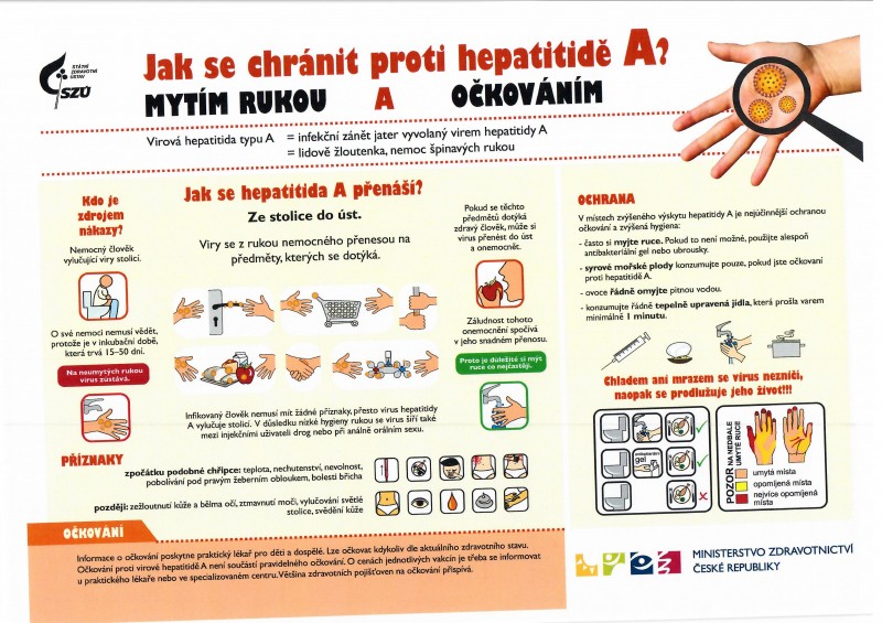 Informace jak se chránit proti hepatitdě A mytí rukou a očkováním