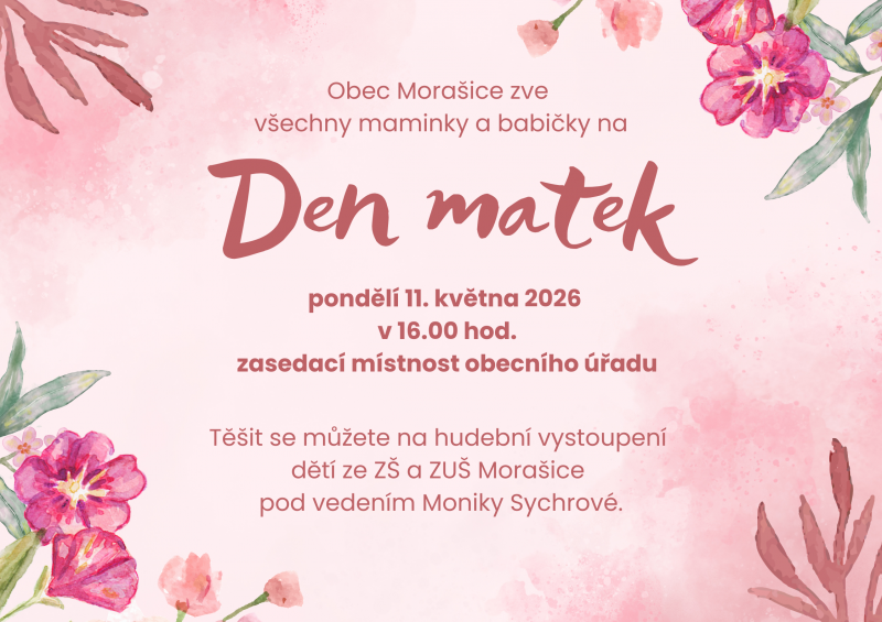 Pozvánka na Den matek 11. 5. od 16.00 v zasedací místnosti OÚ