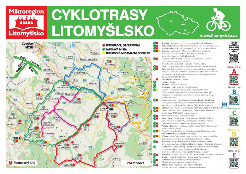 Mapa cyklotras Mikroregionu Litomyšlsko