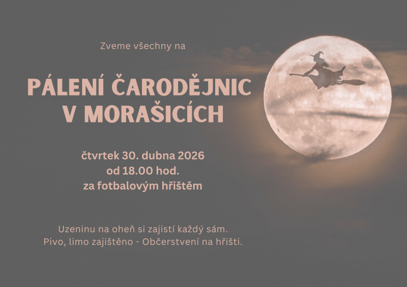 Plakát pálení čarodějnic v Morašicích