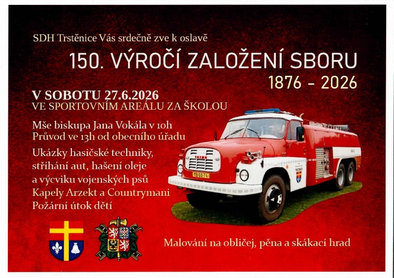 150.  výročí založení sboru v Trstěnici v sobotu 27.6.2026