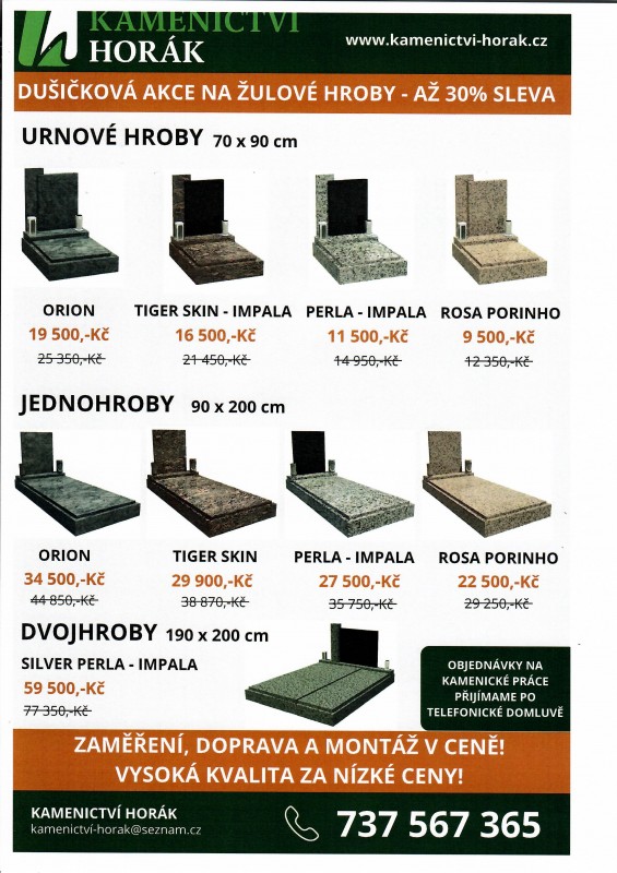 Kamenictví Horák - nabídka na opravu hrobů