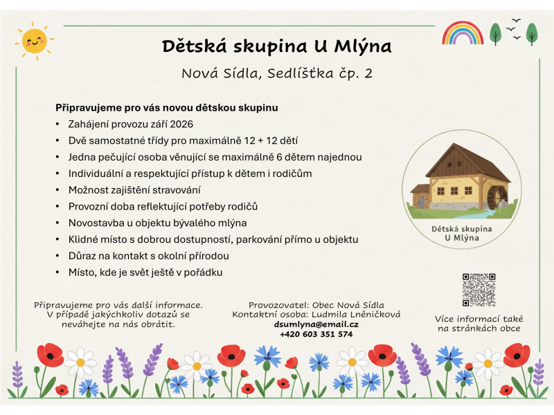 Dětská skupina U Mlýna - Nová Sídla, Sedlíšťka čp. 2